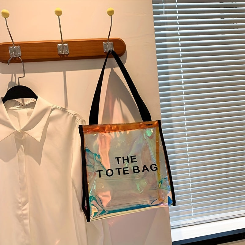 クリアレーザー トートバッグ レディース ホログラフィック ショルダーバッグ 防水仕様 旅行・ビーチ・ギフトバッグ