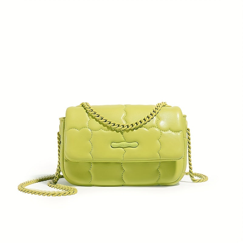 TOUTOU 刺繍 クロスボディバッグ ビスケットデザイン スクエアバッグ PUレザー フラップショルダー レディース