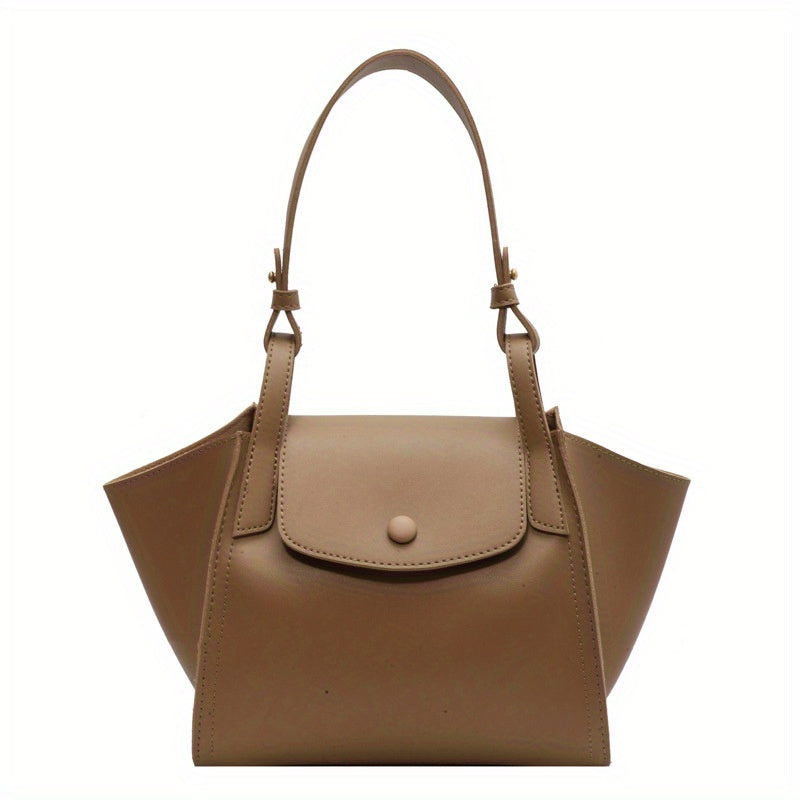 レディース ヴィンテージトートバッグ スナップボタン ショルダーバッグ 通勤向け エレガント フラップハンドバッグ