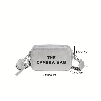 シンプルレター柄 ミニスクエア クロスボディバッグ どんなコーデにも合う ファスナーショルダー レディース カジュアルバッグ