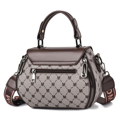 レター柄 フラップバッグ レディース ターンロック トップハンドル ファスナー付き ショルダーバッグ