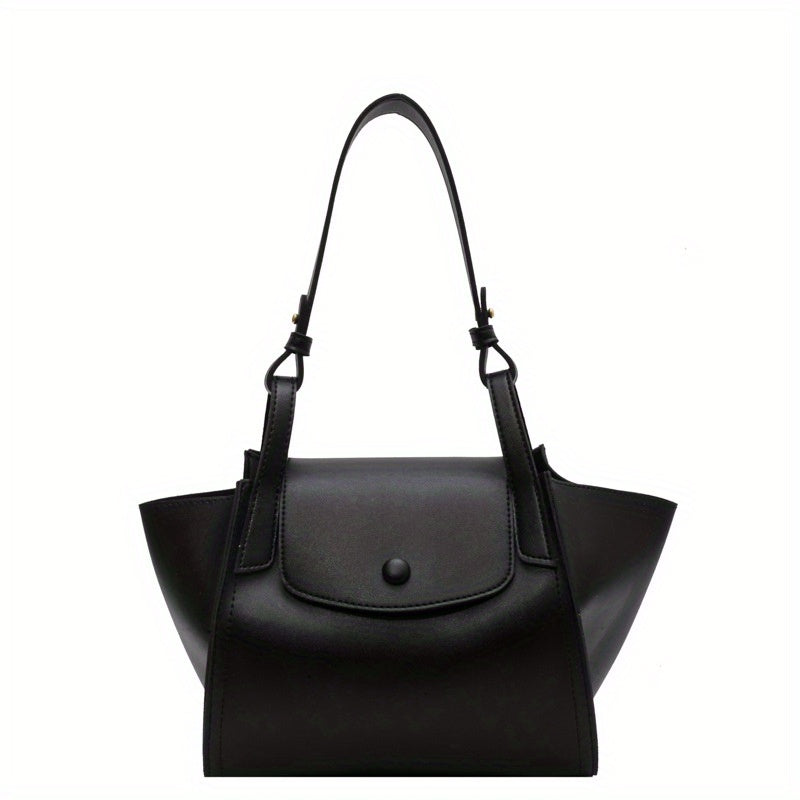 レディース ヴィンテージトートバッグ スナップボタン ショルダーバッグ 通勤向け エレガント フラップハンドバッグ