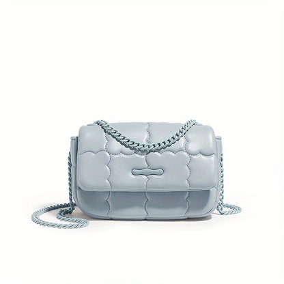 TOUTOU 刺繍 クロスボディバッグ ビスケットデザイン スクエアバッグ PUレザー フラップショルダー レディース