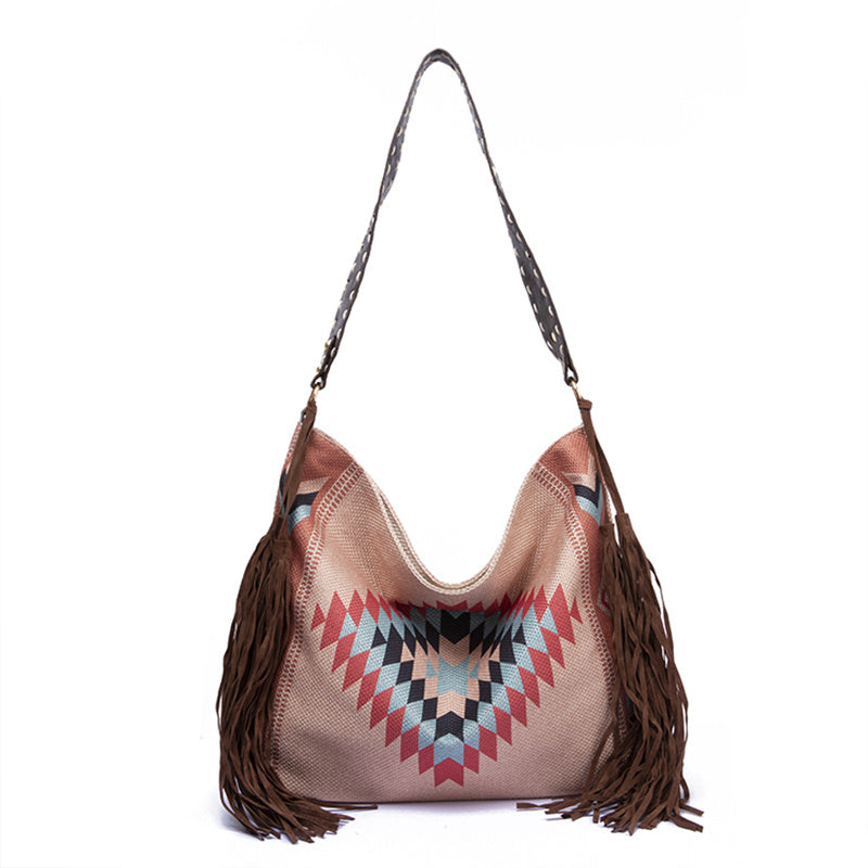 インディアンスタイル タッセルショルダーバッグ レディース 大容量 ショルダーバッグ