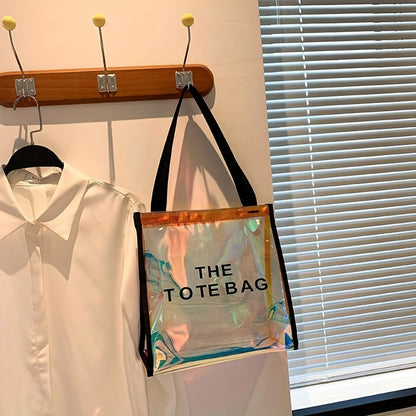 クリアレーザー トートバッグ レディース ホログラフィック ショルダーバッグ 防水仕様 旅行・ビーチ・ギフトバッグ