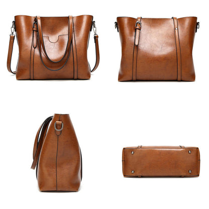 フェイクレザー ショルダーバッグ レディース おしゃれエレガント トート カジュアル ファスナー付き クロスボディ