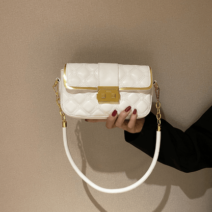 アーガイルチェーン クロスボディバッグ バックル装飾 ショルダーバッグ レディース PUレザー フラップスクエアバッグ