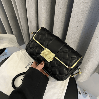 アーガイルチェーン クロスボディバッグ バックル装飾 ショルダーバッグ レディース PUレザー フラップスクエアバッグ