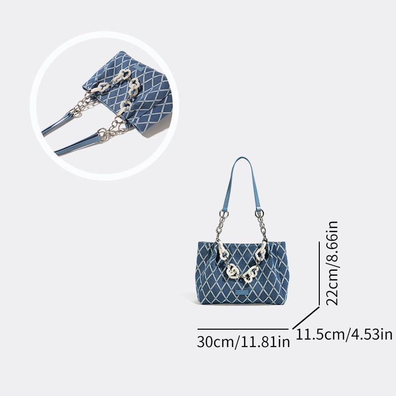 トレンド感あふれる チェック柄トートバッグ レディース ショルダーバッグ 固定ストラップ ニッチデザイン