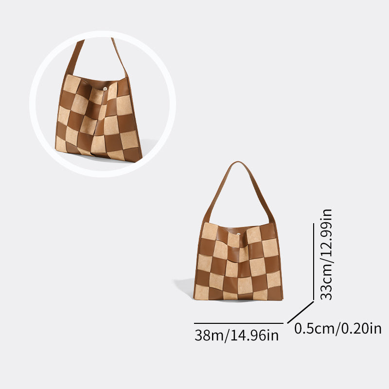 カラーブロック 編み込みショルダーバッグ トレンド感ある ミニマルハンドバッグ シンプルおしゃれ レディースバッグ