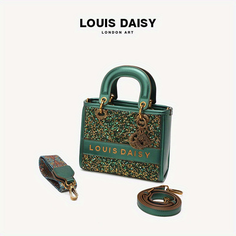 スパンコール トートバッグ レディース トレンド スクエア クロスボディ ヴィンテージ サッチェルバッグ ペンダント付き