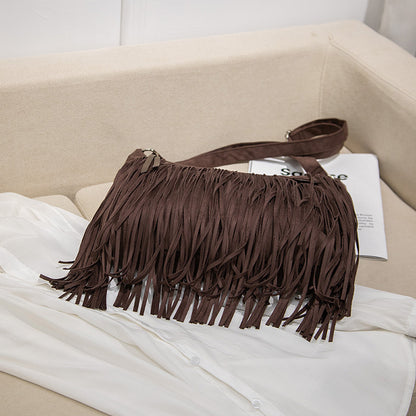 レディース ファッション ショルダーバッグ スエード調 パンクタッセル メッセンジャー