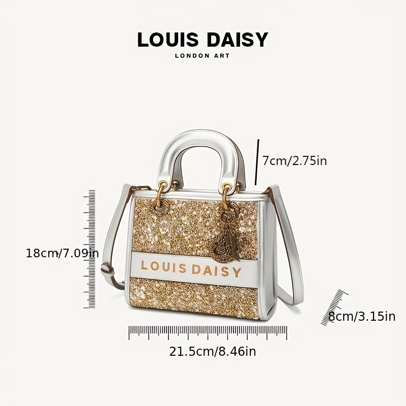 スパンコール トートバッグ レディース トレンド スクエア クロスボディ ヴィンテージ サッチェルバッグ ペンダント付き