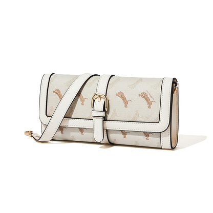 アニマル柄 バゲットバッグ ファッション フラップショルダーバッグ バックル装飾 レディース 脇掛けミニバッグ