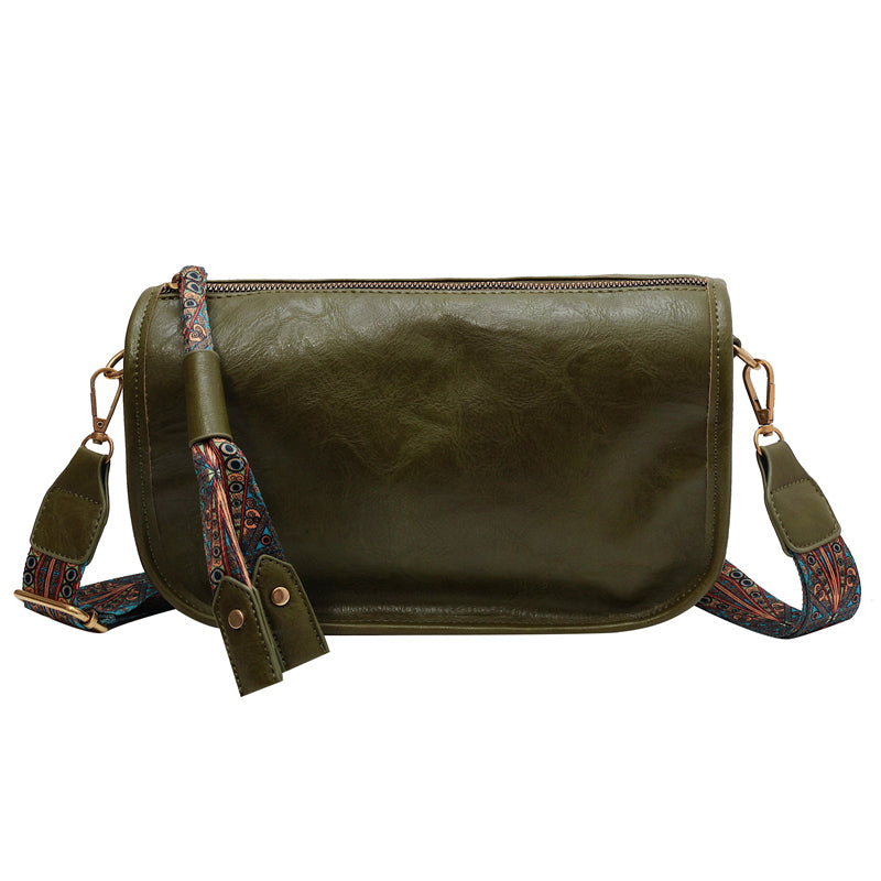 レトロスタイル ショルダーバッグ ファスナー付き メッセンジャーバッグ レディース フェイクレザー クロスボディ