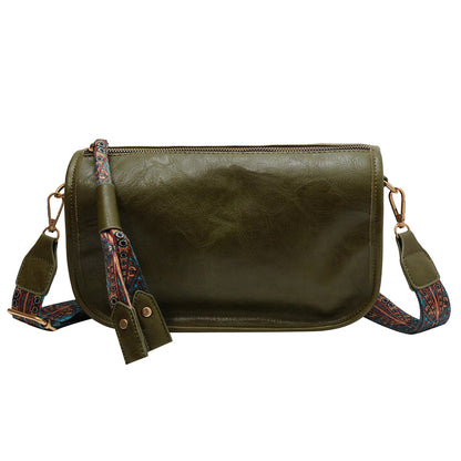 レトロスタイル ショルダーバッグ ファスナー付き メッセンジャーバッグ レディース フェイクレザー クロスボディ