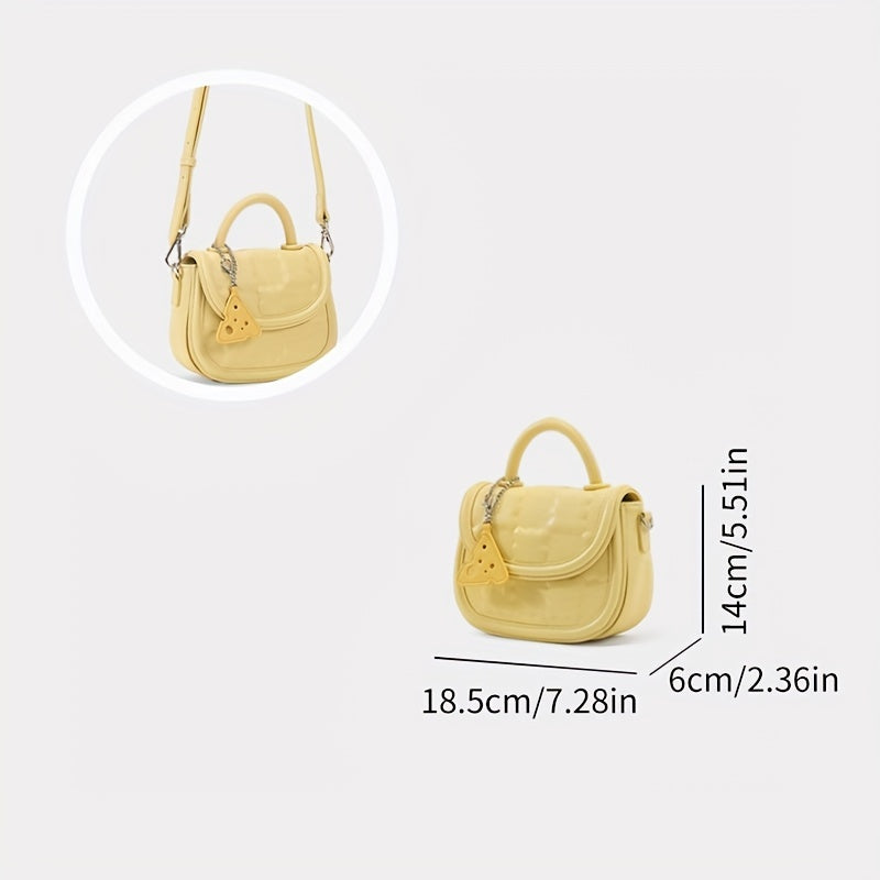 TOUTOU クッキー型押し ハンドバッグ ミニ PUレザー クロスボディ レディース フラップサドルバッグ