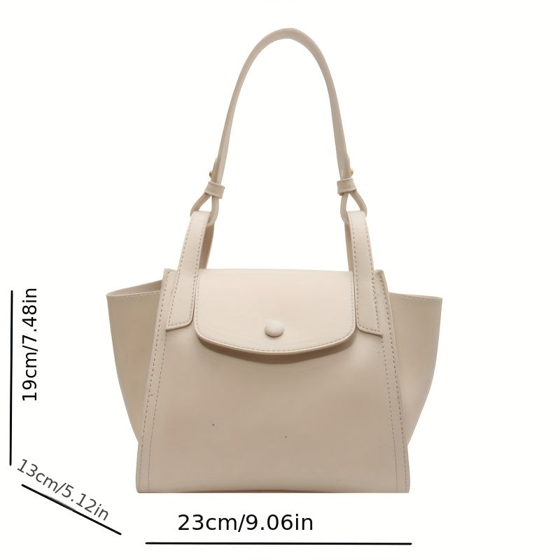 レディース ヴィンテージトートバッグ スナップボタン ショルダーバッグ 通勤向け エレガント フラップハンドバッグ