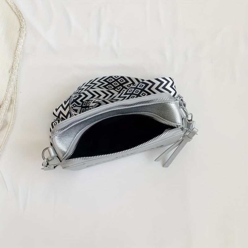 シンプルレター柄 ミニスクエア クロスボディバッグ どんなコーデにも合う ファスナーショルダー レディース カジュアルバッグ