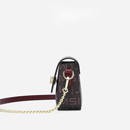 スモール レタープリント スクエアバッグ バックル装飾 レディース クロスボディ ファッション チェーンショルダーバッグ