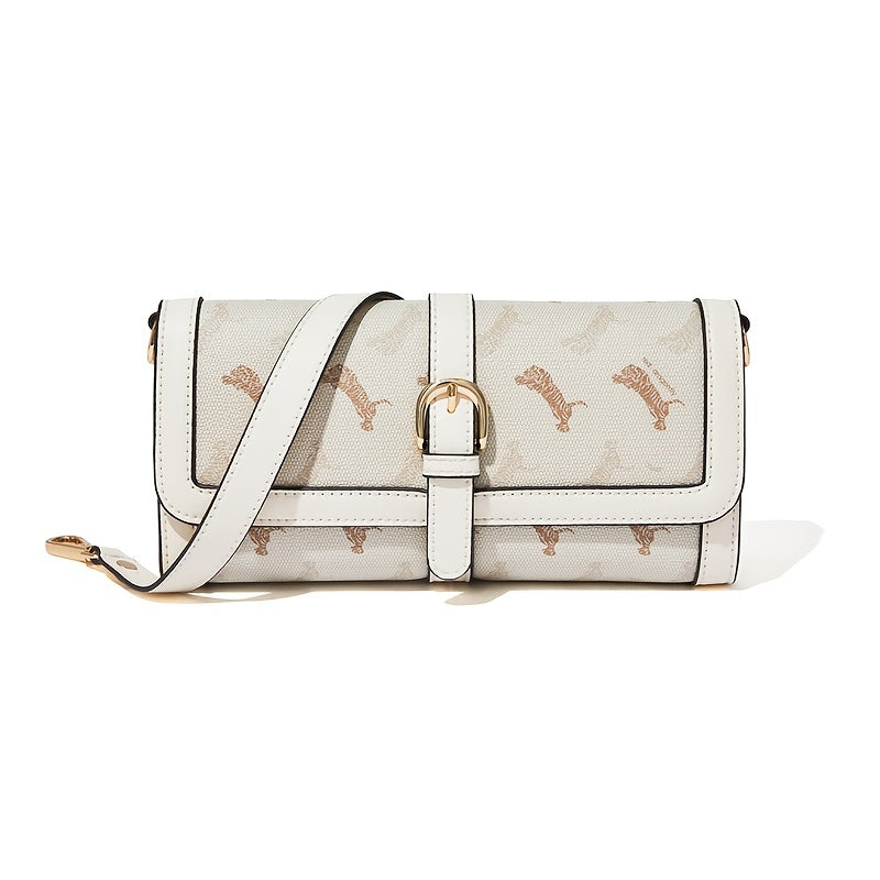 アニマル柄 バゲットバッグ ファッション フラップショルダーバッグ バックル装飾 レディース 脇掛けミニバッグ