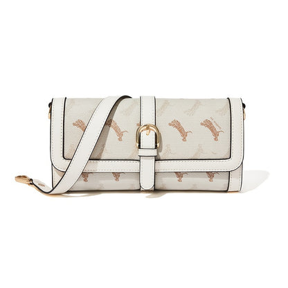 アニマル柄 バゲットバッグ ファッション フラップショルダーバッグ バックル装飾 レディース 脇掛けミニバッグ