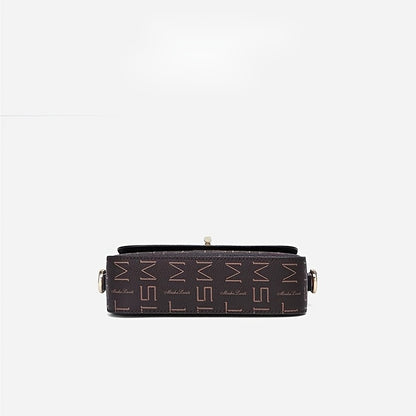 スモール レタープリント スクエアバッグ バックル装飾 レディース クロスボディ ファッション チェーンショルダーバッグ