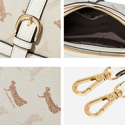 アニマル柄 バゲットバッグ ファッション フラップショルダーバッグ バックル装飾 レディース 脇掛けミニバッグ