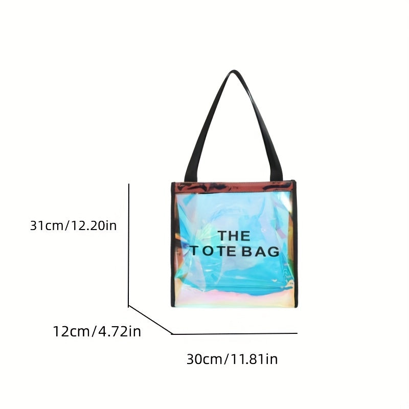 クリアレーザー トートバッグ レディース ホログラフィック ショルダーバッグ 防水仕様 旅行・ビーチ・ギフトバッグ