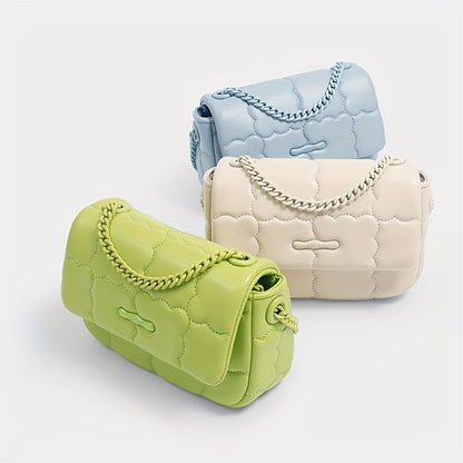 TOUTOU 刺繍 クロスボディバッグ ビスケットデザイン スクエアバッグ PUレザー フラップショルダー レディース