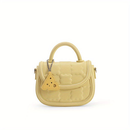 TOUTOU クッキー型押し ハンドバッグ ミニ PUレザー クロスボディ レディース フラップサドルバッグ