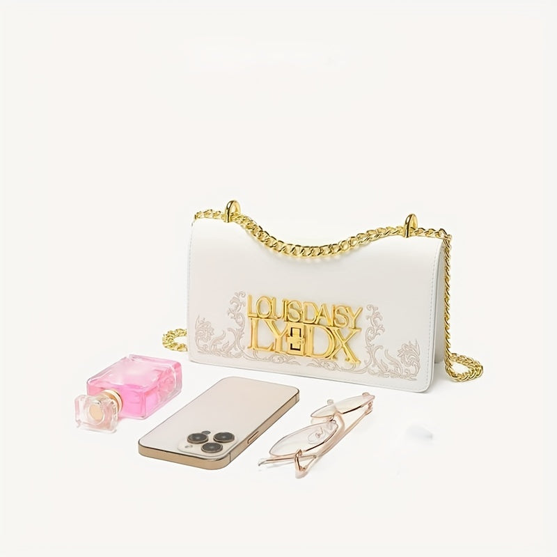 ツイストロック ボックスクラッチ ゴールドチェーン 防水ショルダーバッグ 着脱式ストラップ 植物柄 エレガントバッグ