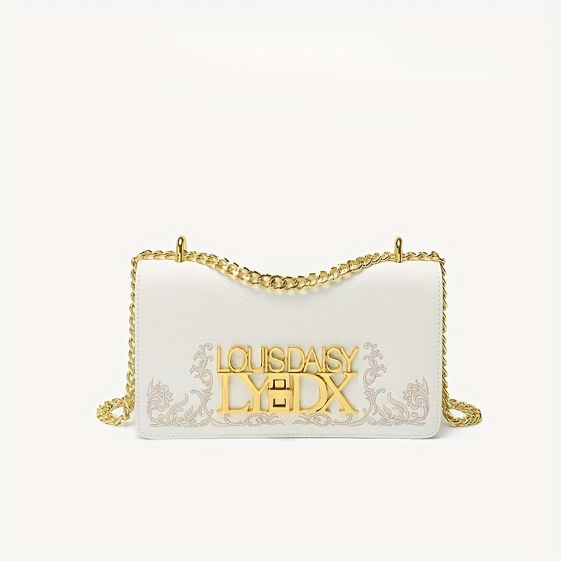 ツイストロック ボックスクラッチ ゴールドチェーン 防水ショルダーバッグ 着脱式ストラップ 植物柄 エレガントバッグ