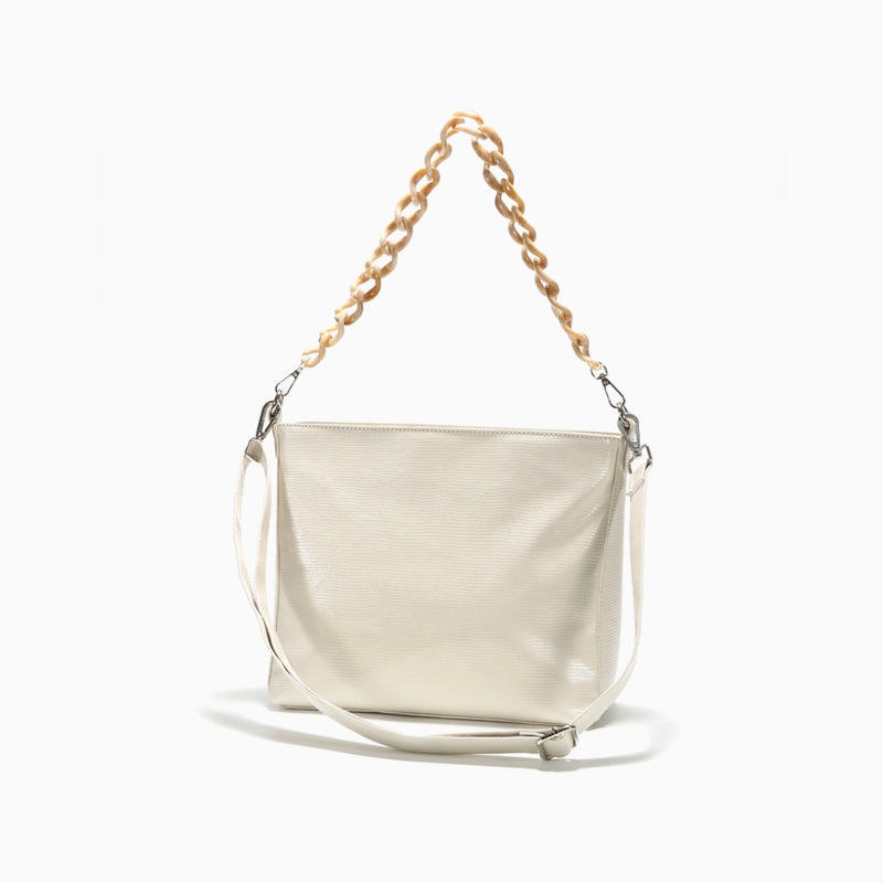 アクリルチェーン装飾 ショルダーバッグ 通勤・通学向け 大容量 クロスボディ スタイリッシュ レディースバッグ