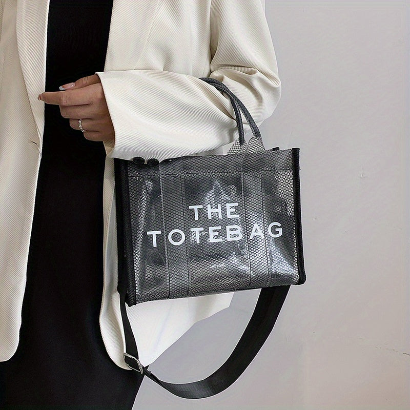 クリアメッシュ トートバッグ レディース 大容量 ショルダーバッグ 防水PVC インナーポーチ付き ビーチバッグ