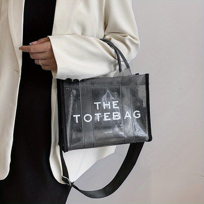 クリアメッシュ トートバッグ レディース 大容量 ショルダーバッグ 防水PVC インナーポーチ付き ビーチバッグ