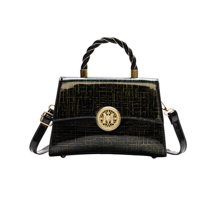 編み込みデザイン ハンドバッグ トレンド PUレザー フラップバッグ バックル装飾 レディース クロスボディ