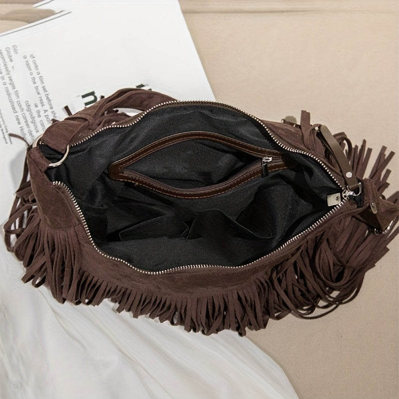 レディース ファッション ショルダーバッグ スエード調 パンクタッセル メッセンジャー