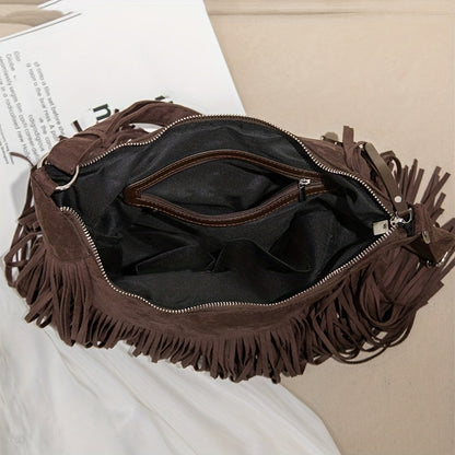 レディース ファッション ショルダーバッグ スエード調 パンクタッセル メッセンジャー