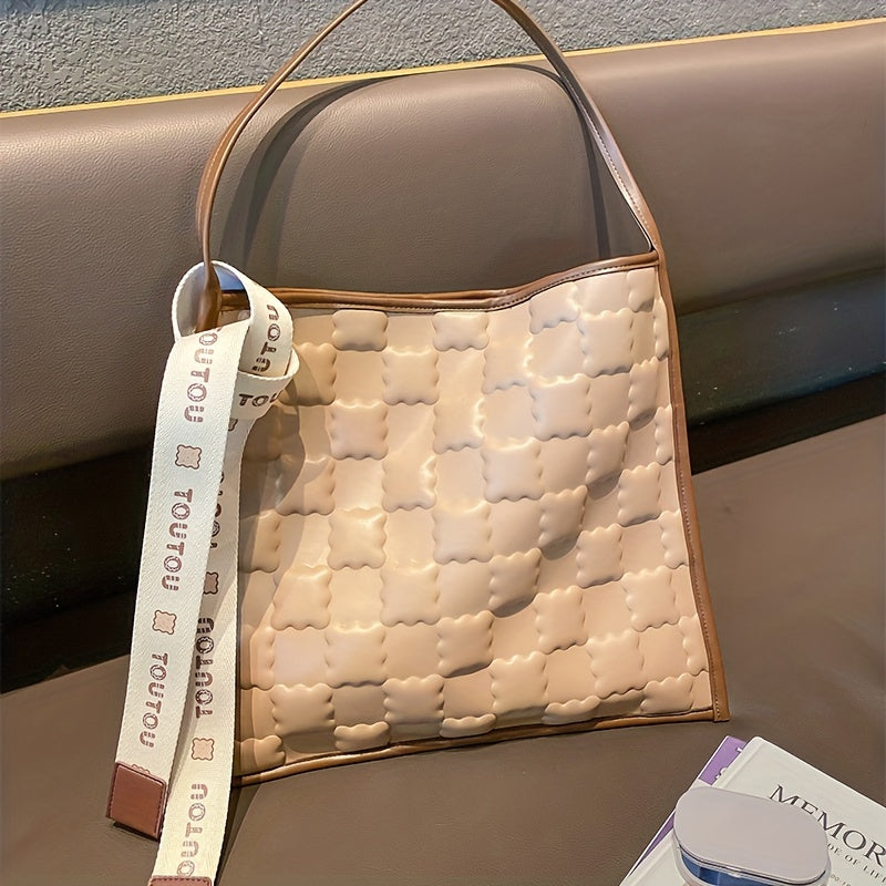 クッキー型押し トートバッグ ニッチデザイン ショルダーバッグ 大容量 レディース ハンドバッグ