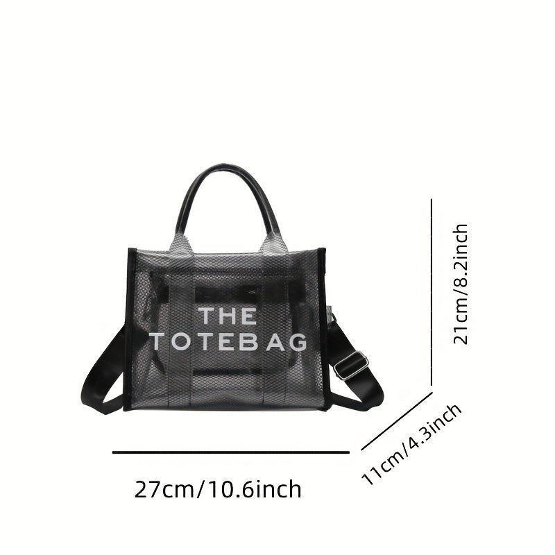 クリアトートバッグ レディース メッシュデザイン サマービーチバッグ トレンドPVC クロスボディ 旅行用