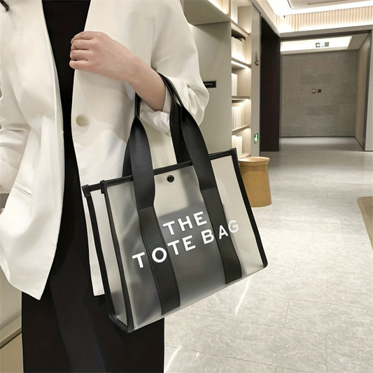 クリアPVC トートバッグ 防水仕様 サマービーチバッグ インナーポーチ付き レディース トラベルショルダーバッグ