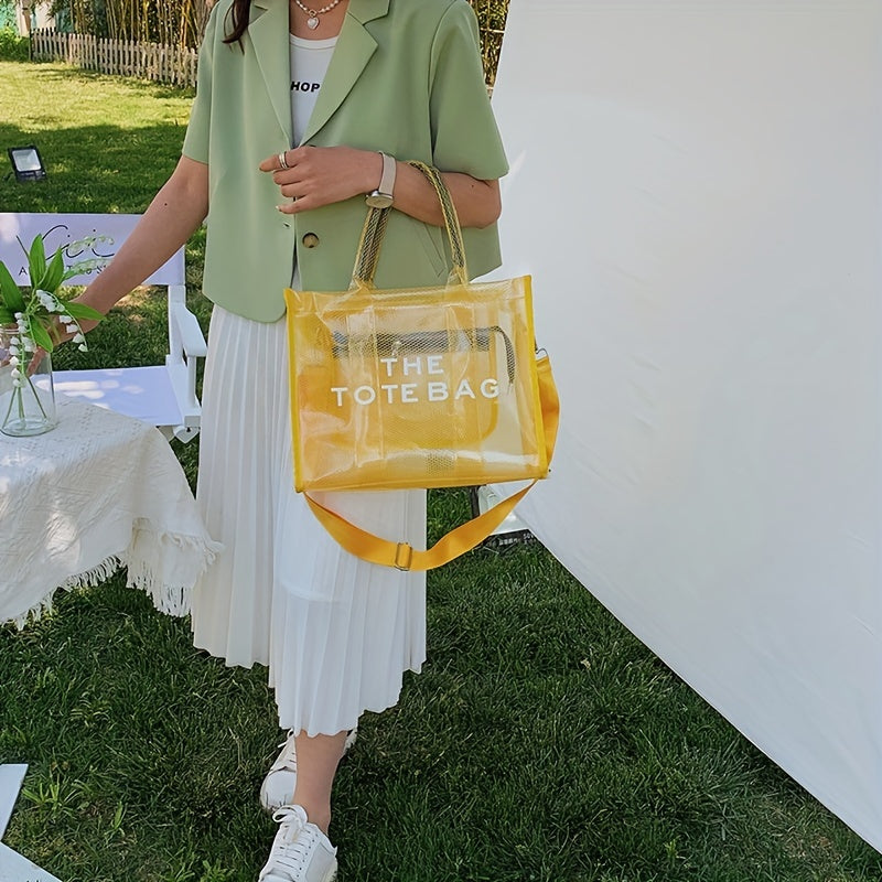 クリア トートバッグ レディース キャンディカラー PVCジェリーハンドバッグ トレンド サマービーチ ショルダーバッグ