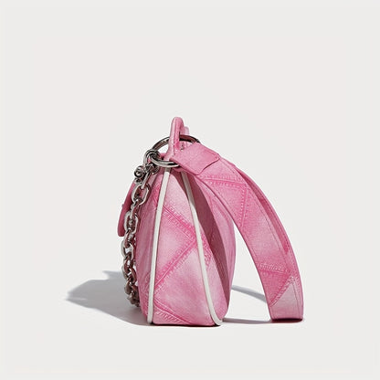 ファッション アーガイル柄ショルダーバッグ ヴィンテージ風 チェーンバゲットバッグ レディース スクエア脇掛けミニバッグ