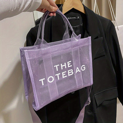 クリアメッシュ トートバッグ レディース 大容量 ショルダーバッグ 防水PVC インナーポーチ付き ビーチバッグ