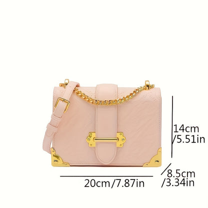 レター型押し クロスボディバッグ ファッション チェーンショルダーバッグ スイートデザイン スクエアバッグ レディース