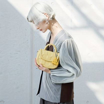 TOUTOU クッキー型押し ハンドバッグ ミニ PUレザー クロスボディ レディース フラップサドルバッグ