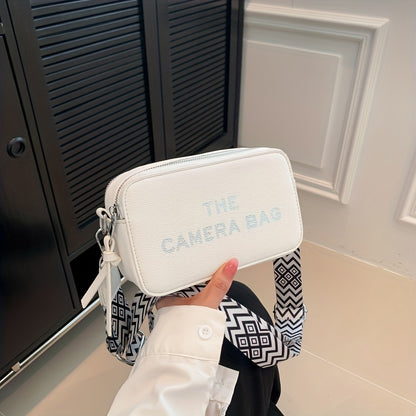 シンプルレター柄 ミニスクエア クロスボディバッグ どんなコーデにも合う ファスナーショルダー レディース カジュアルバッグ