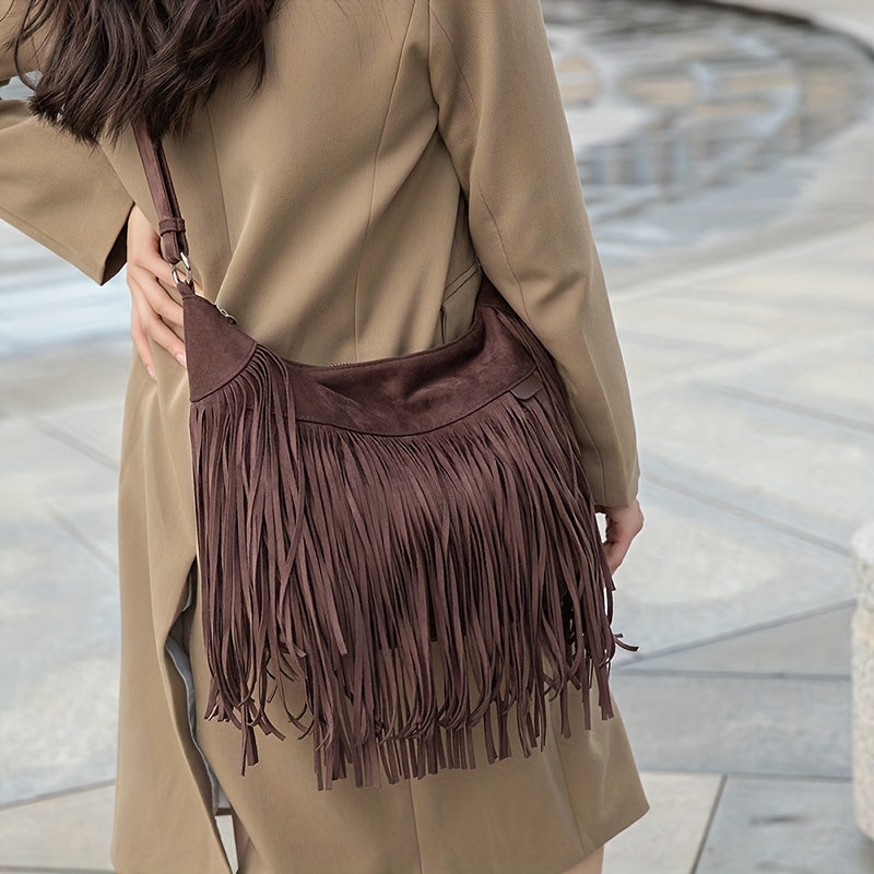 レディース ファッション ショルダーバッグ スエード調 パンクタッセル メッセンジャー