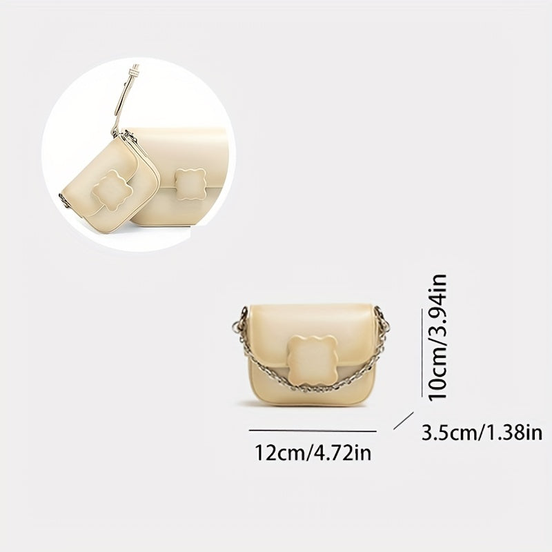 TOUTOU グラデーション ショルダーバッグ クッキーデザイン スクエアハンドバッグ かわいい PUレザー フラップバッグ レディース